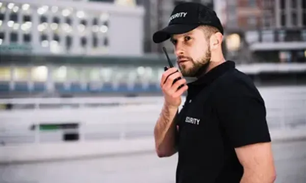 Fotografía de un hombre de camisa y gorra negra que trabaja de seguridad en la administración de condominios CDMX.